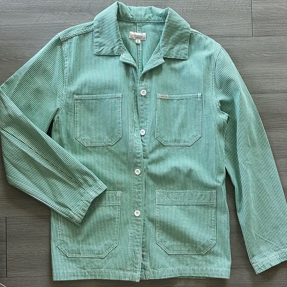 Brixton - Green Striped Button-Up Jacket